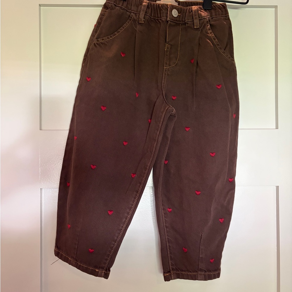 Kids Zara Brown Jeans with Hearts